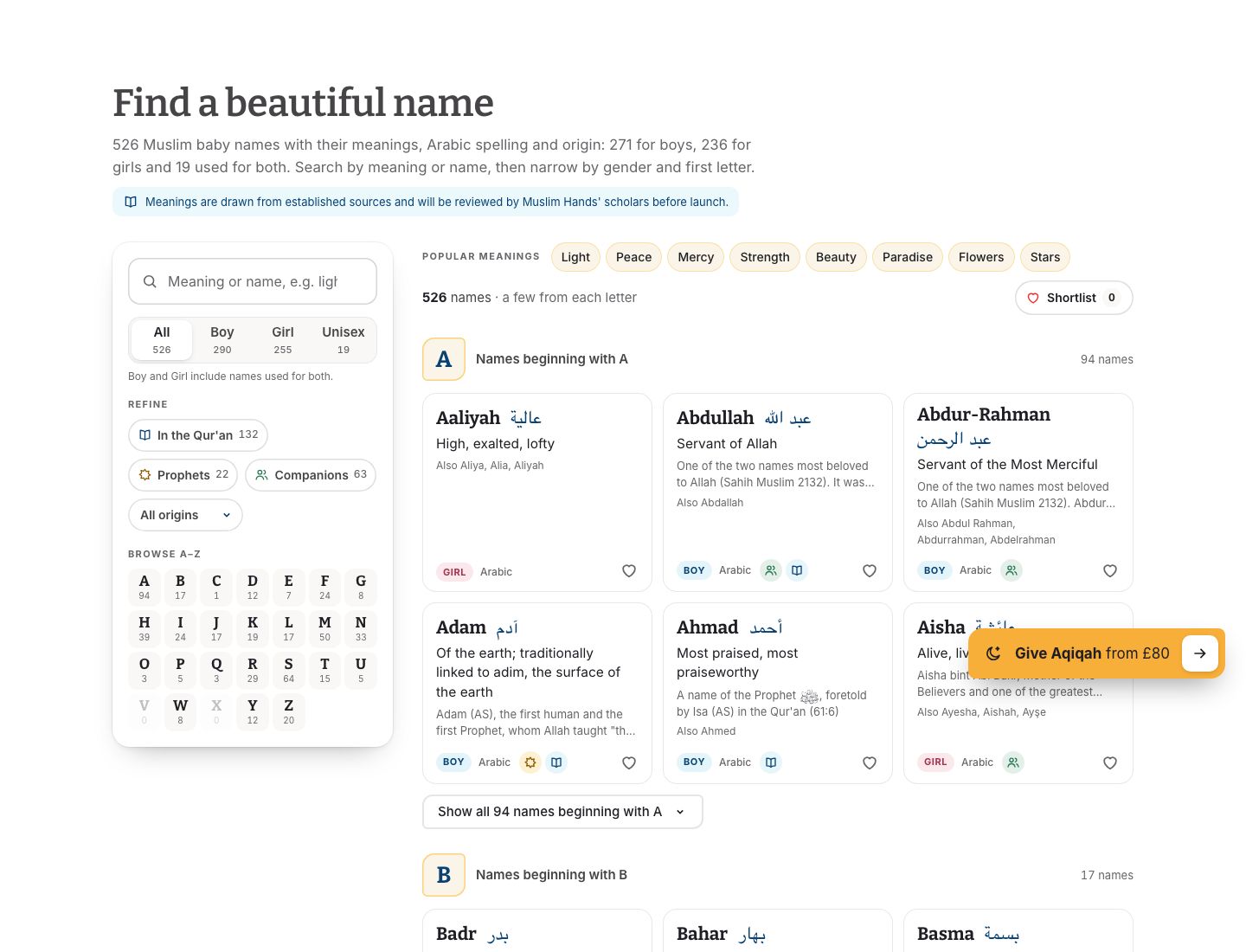 Browsing A–Z